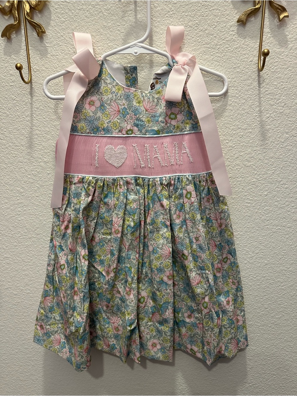 I love mama smocked toddler dress